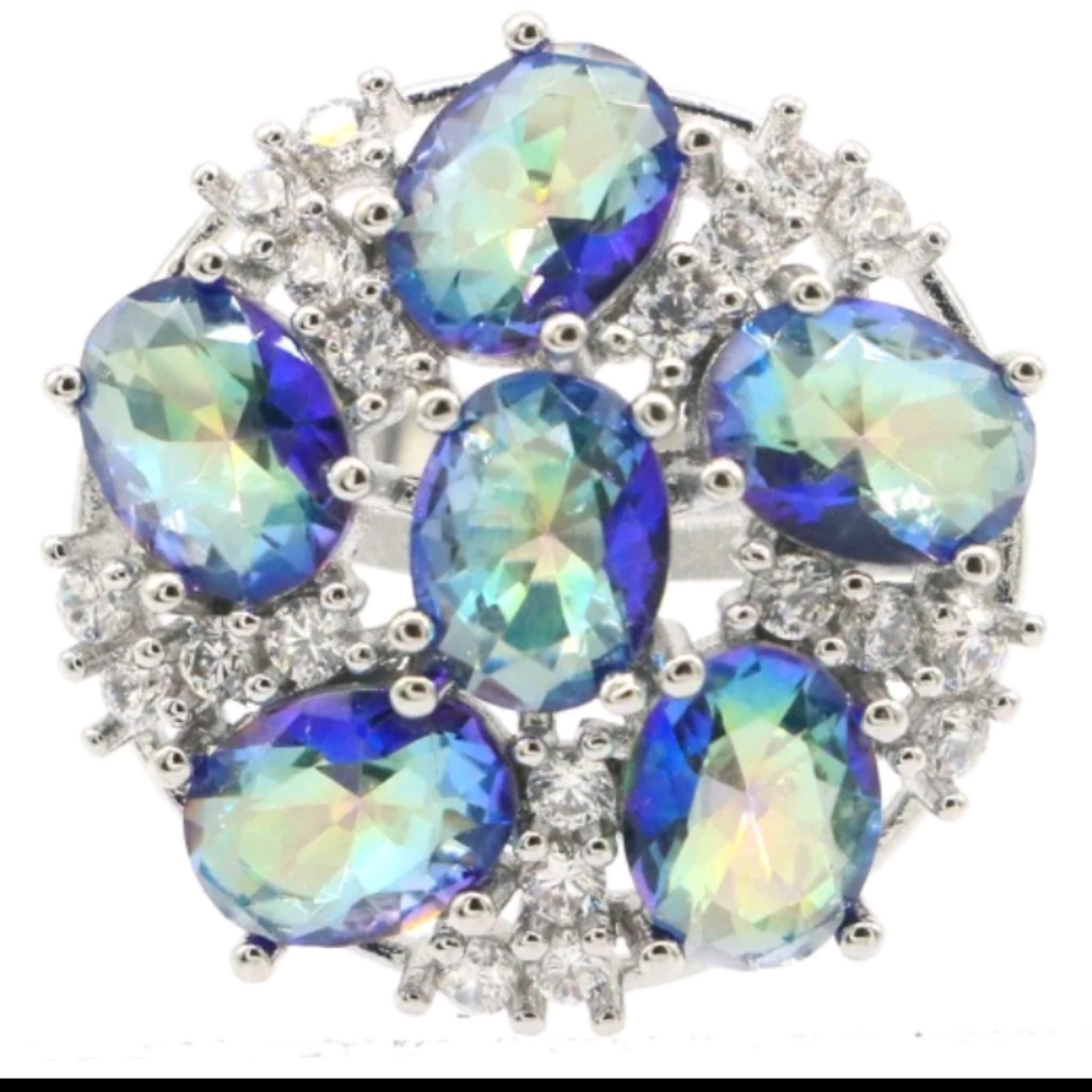 New size 7.25  mystical topaz cz sterling silver ring